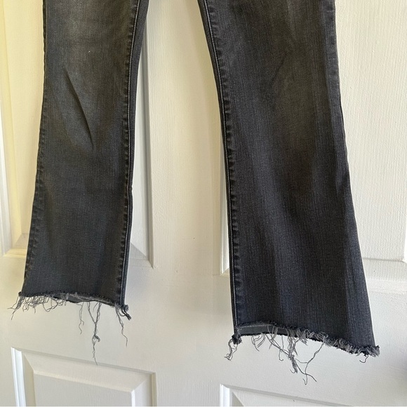 Madewell Cali Demi Boot Black Denim Bootcut Ankle Jeans Bayland Wash Raw Hem 27 - Picture 3 of 8